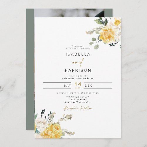 EVA Yellow Spring Watercolor Floral Wedding Invitation