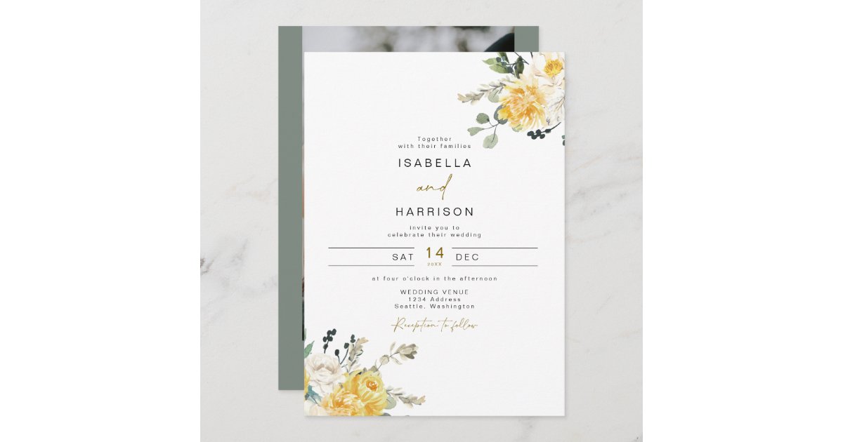 Yellow Spring Flowers Wedding Invitation Stickers, Zazzle