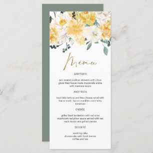 EVA Yellow Watercolor Spring Garden Floral Menu