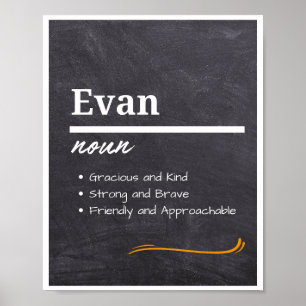 Evan, Boy Personalized Name Definition Poster