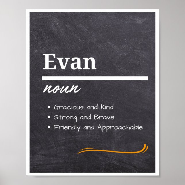 Evan, Boy Personalized Name Definition Poster (Front)