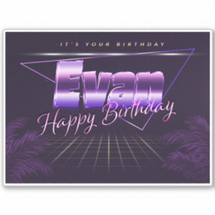 Evan Name first name purple retro sticker birthday