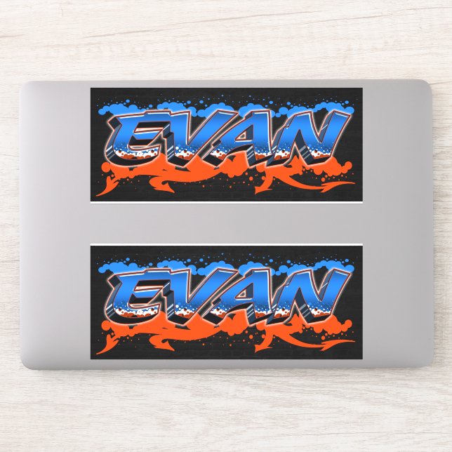 EVAN グラフィティ風 ステッカー Evan Vorname Name Graffiti Sticker | Zazzle