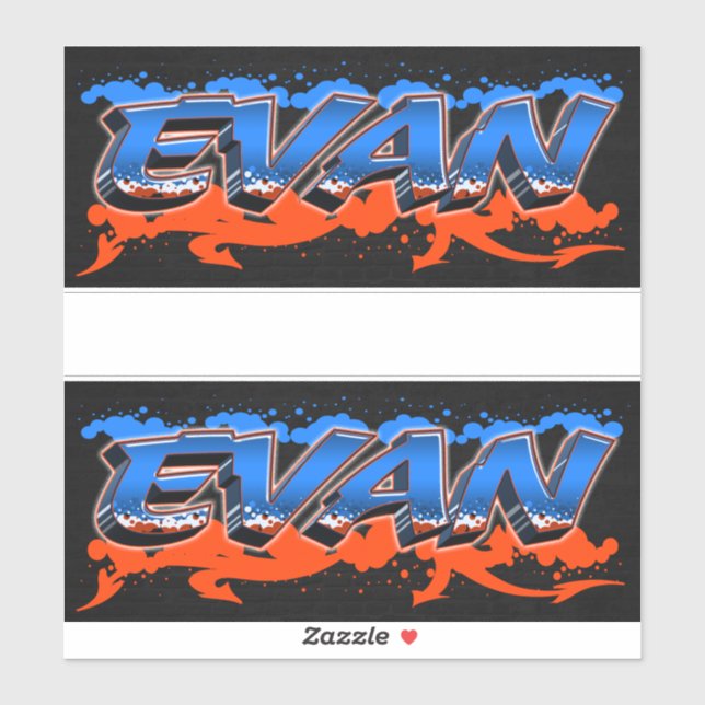 Evan Vorname Name Graffiti Sticker (Sheet)