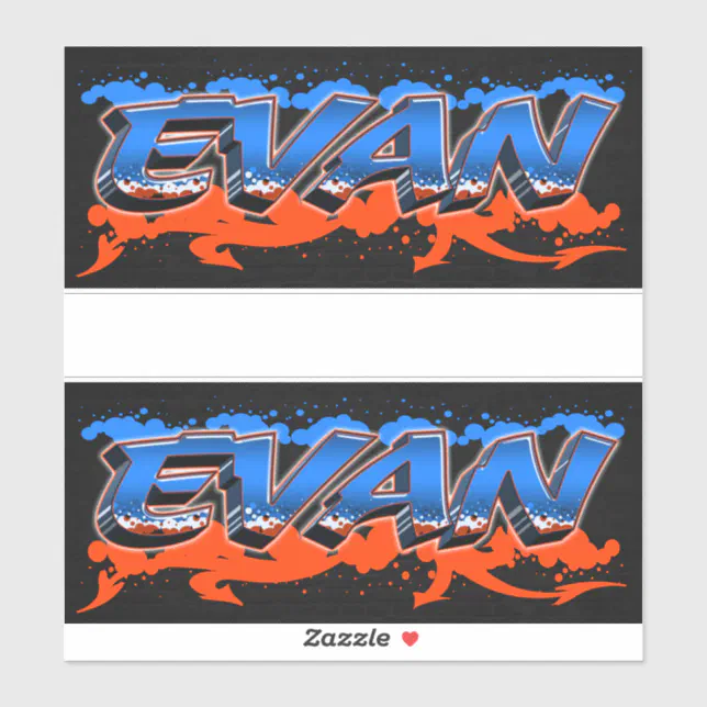 EVAN グラフィティ風 ステッカー Evan Vorname Name Graffiti Sticker | Zazzle