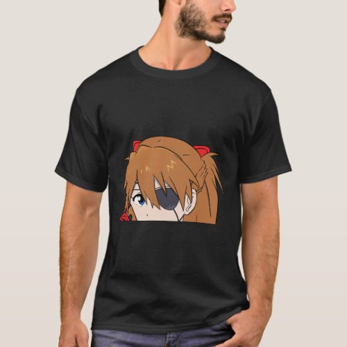 Evangelion Asuka Langley Anime Peeker Sticker Stic T_Shirt