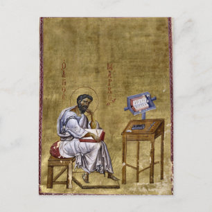 Evangelist Mark Seated at His Study Byzantine Icon Postcard