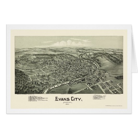 Evans City, PA Panoramic Map - 1900 Cards (Front Horizontal)