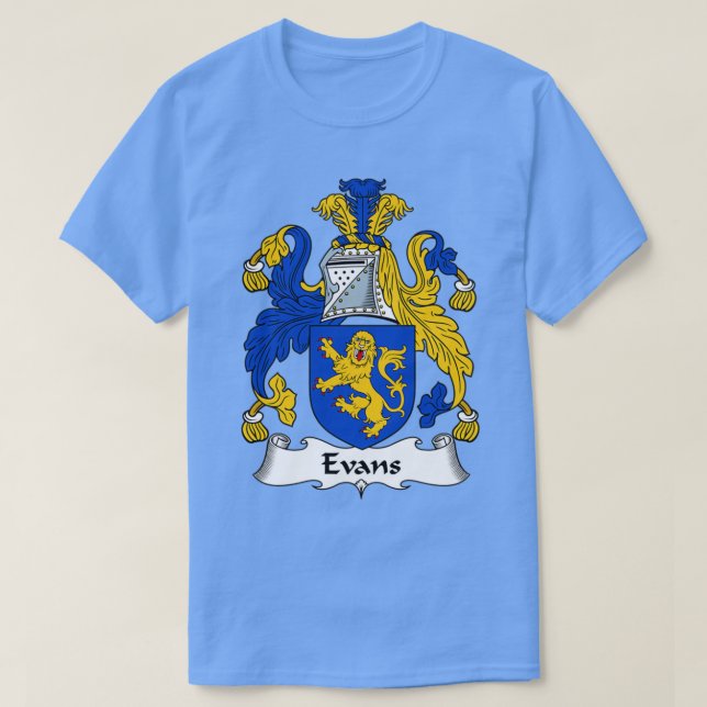 Evans Coat of Arms Family Crest  T-Shirt (Design Front)