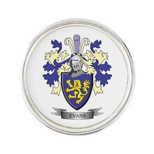 Evans Family Crest Coat of Arms Lapel Pin (Front)