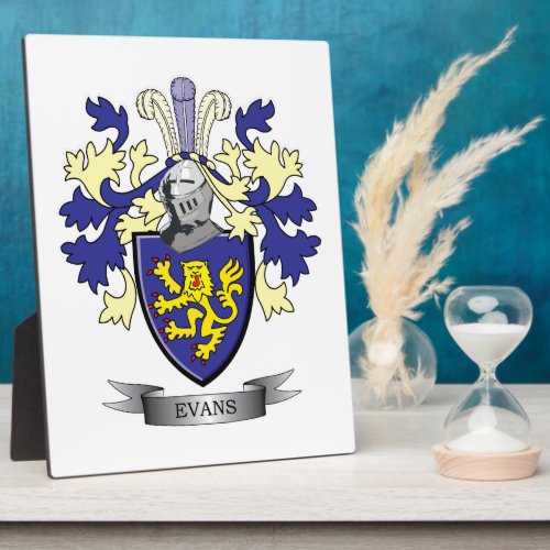 Evans Family Crest Coat of Arms Plaque