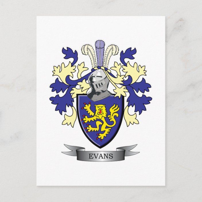 Evans Family Crest Coat of Arms Postcard | Zazzle.com