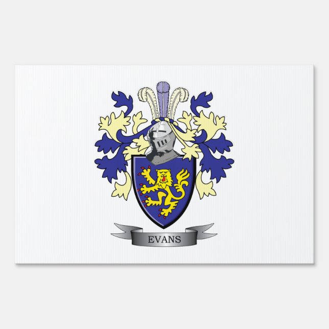Evans Family Crest Coat of Arms Sign (Front)