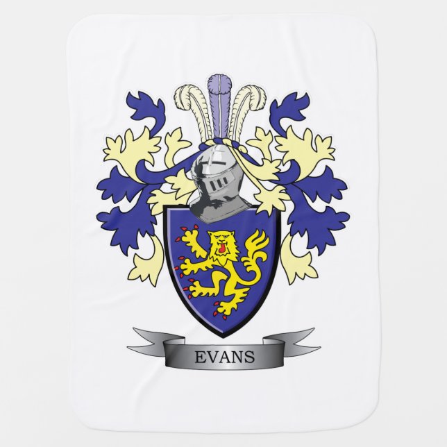 Evans Family Crest Coat of Arms Swaddle Blanket (Front)