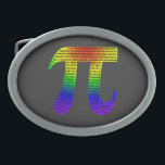 Evan's Pi #2 Belt Buckle<br><div class="desc">This belt buckle features a rainbow colored Pi symbol on a charcoal background. Evan, age 5, wanted a Pi design with a rainbow coloring. I made 2 designs for him to choose from; this is the second. It features the digits of Pi in black, on a rainbow-colored Pi.</div>