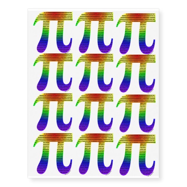 Evan's Pi #2 Temporary Tattoos (Front)