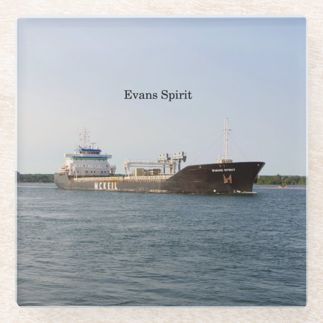 Evans Spirit glass coaster (Front)
