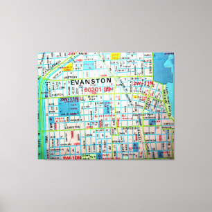 EVANSTON, IL Vintage Map Canvas Print