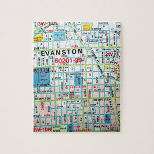 EVANSTON, IL Vintage Map Jigsaw Puzzle