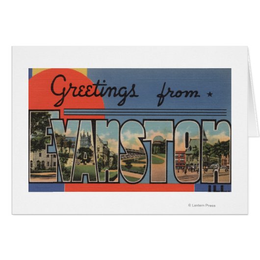 Evanston, Illinois - Large Letter Scenes Cards (Front Horizontal)