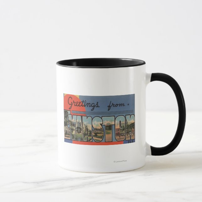 Evanston, Illinois - Large Letter Scenes Mug (Right)