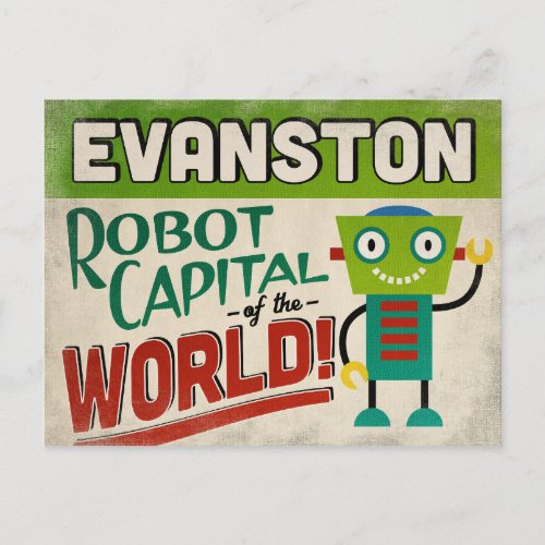 Evanston Illinois Robot _ Funny Vintage Postcard