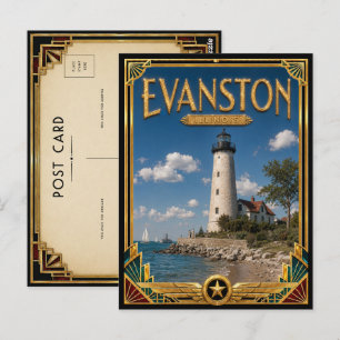Evanston Illinois Vintage Art Deco Golden Age Postcard