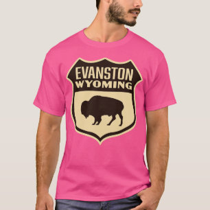Evanston Wyoming Retro Buffalo Shield Brown T-Shirt