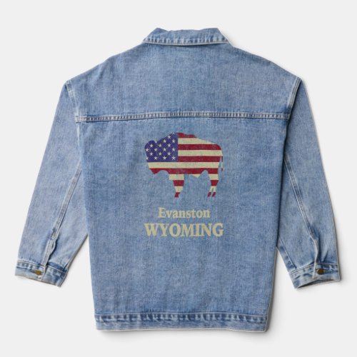 Evanston Wyoming With Bison  Denim Jacket