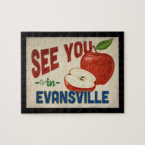 Evansville Indiana Apple _ Vintage Travel Jigsaw Puzzle