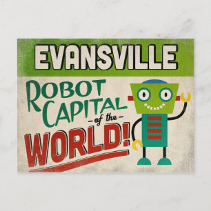 Evansville Indiana Robot - Funny Vintage Postcard