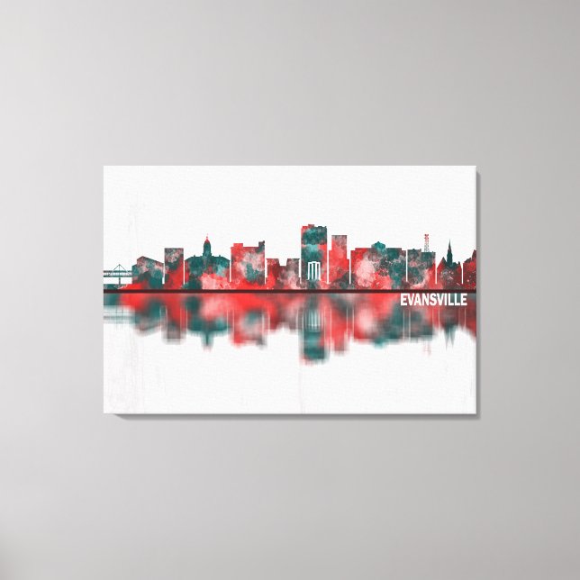 Evansville Indiana Skyline Canvas Print (Front)