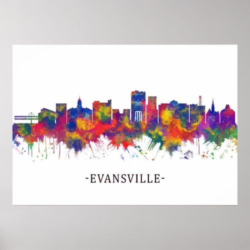 Evansville Indiana Skyline Poster