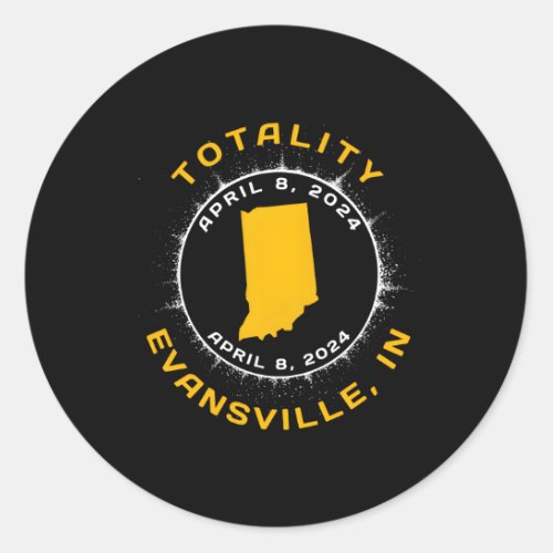 Evansville Indiana Solar Eclipse April 8 2024 Tota Classic Round Sticker