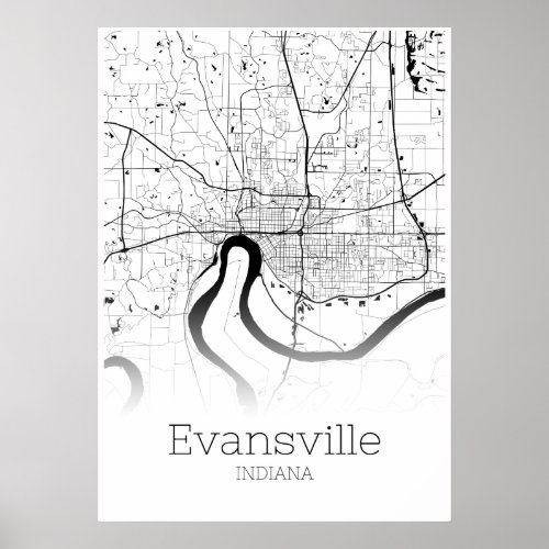 Evansville Map _ Indiana _ City Map Poster