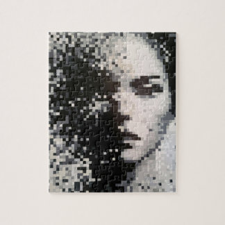 Evaporation Black and White Pixel Art Portrait Jigsaw Puzzle