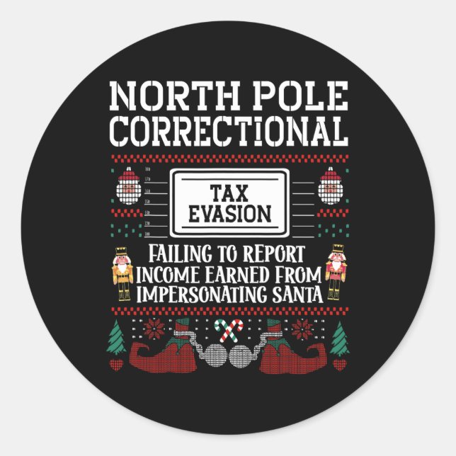 Evasion- Elf Family Christmas Matching Dad Uncle G Classic Round Sticker (Front)
