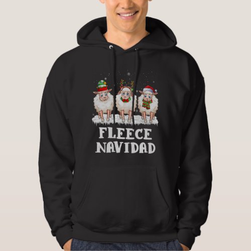 EVb8 Feliz Sheep Santa Christmas Merry Xmas Fleece Hoodie