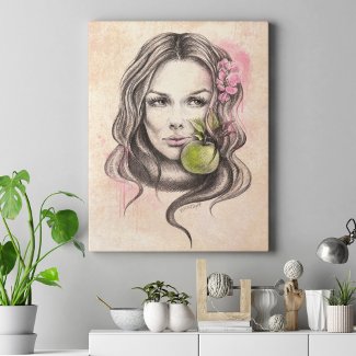 Eve and Apple Woman portrait Biblical Surreal art