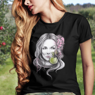 Eve and Apple Woman portrait Snake Drawing art