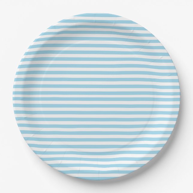 Eve and Sofie Blue Striped Paper Plates (Front)