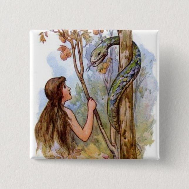 Eve And The Serpent Pinback Button (Front)