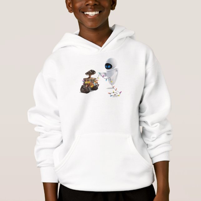 Eve and WALL-E with Christmas Lights Hoodie (Front)