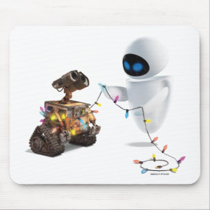 Eve and WALL-E with Christmas Lights Mouse Pad