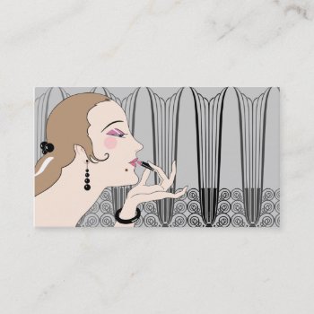 Eve  Art Deco Lady In Gray And Taupe Business Card by metroswank at Zazzle