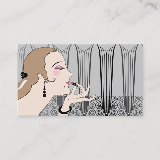 Eve, Art Deco Lady in Gray and Taupe Business Card (Front)
