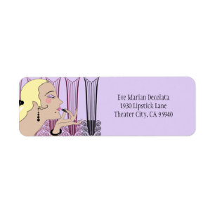 Eve, Art Deco Lady in Lavender and Wine Label
