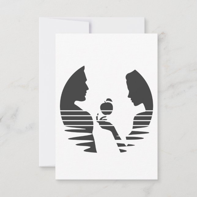 Eve Hands An Apple To Adam, Black Version 1/3 Thank You Card (Front)