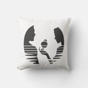 Eve Hands An Apple To Adam, Black Version 1/3 Throw Pillow