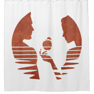 Eve Hands An Apple To Adam, Grunge Version 3/3 Shower Curtain